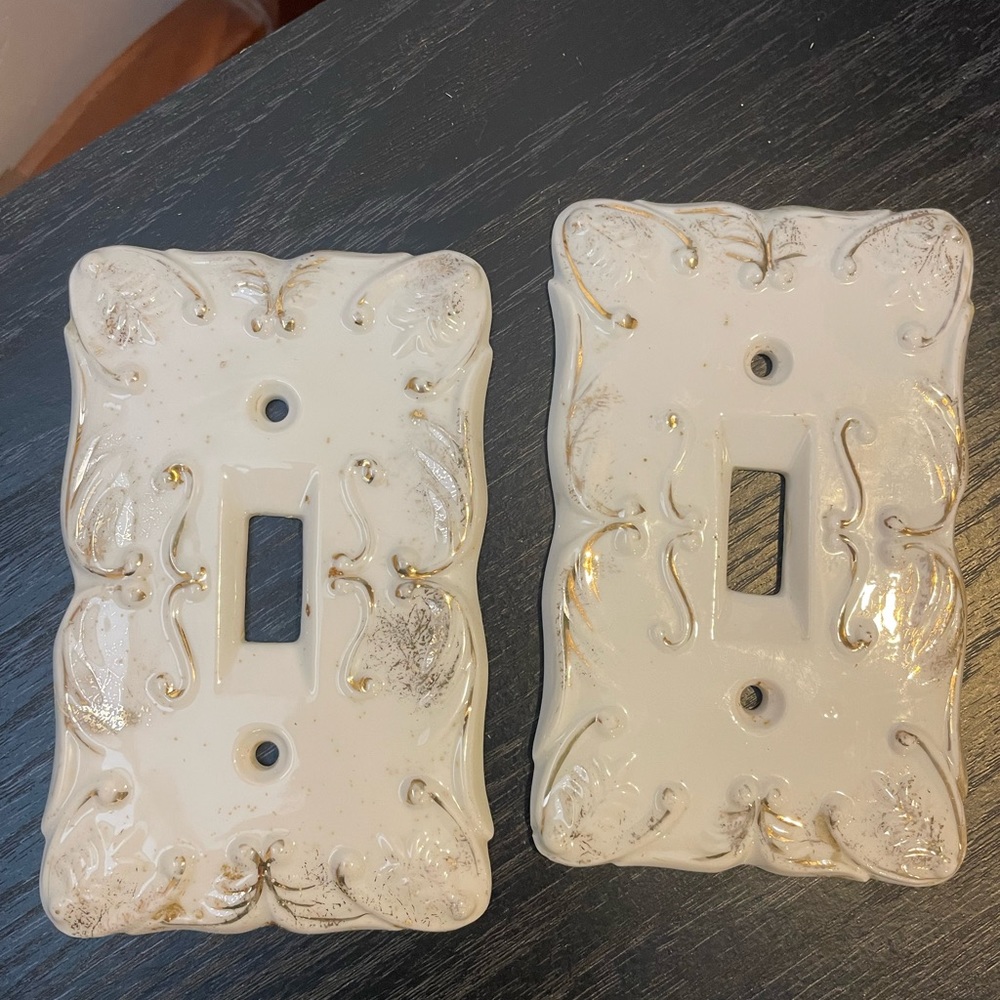 Antique Ceramic Light Switch Covers (3)